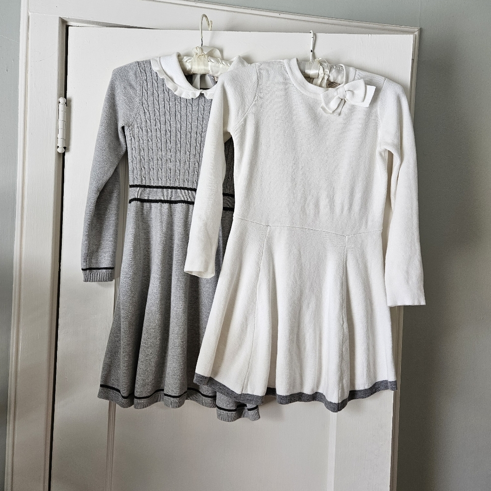 Hope & Henry White and Gray Knit Dresses Size 8